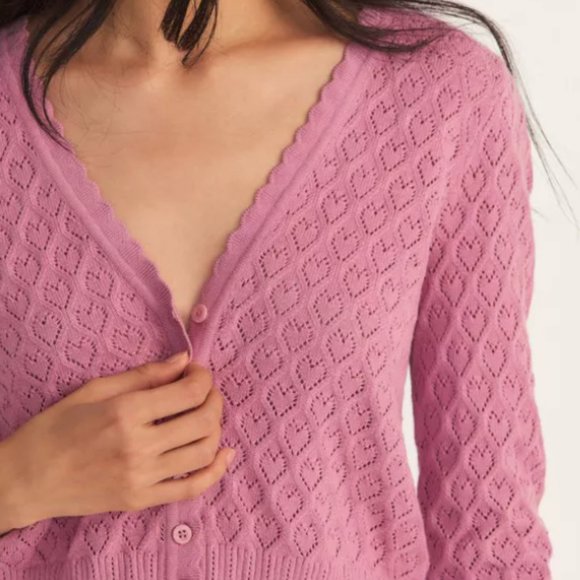 NWT Loveshackfancy Janie Cropped Cardigan in wild berry - Picture 4 of 4